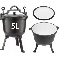 Żeliwny Kociołek Myśliwski 5 Litrów Garnek Emaliowany Wewnątrz
