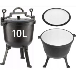 Żeliwny Kociołek Myśliwski 10 Litrów Garnek Emaliowany Wewnątrz