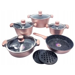 ZESTAW GARNKÓW BRYTFANNY CERAMICZNE Różowe Garnki INDUKCJA EDEL HOFF