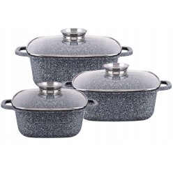 Zestaw Garnki Brytfanny Ceramiczne Marmurowe Indukcja Edel Hoff 6 elementów