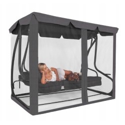 Huśtawka Ogrodowa z Moskitierą i Poduszkami Rozkładania 210x100