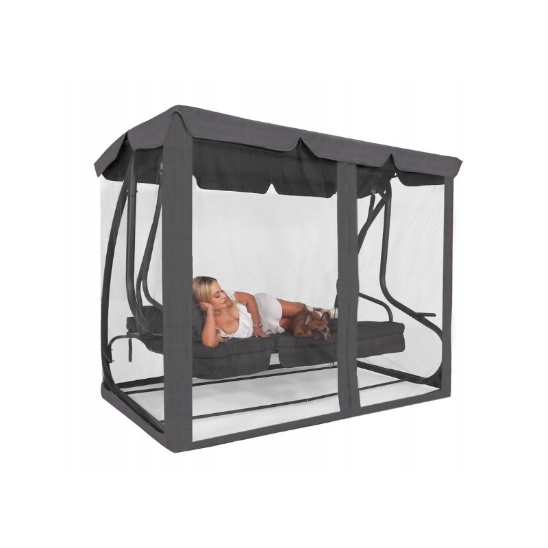 Huśtawka Ogrodowa z Moskitierą i Poduszkami Rozkładania 210x100