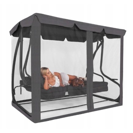 Huśtawka Ogrodowa z Moskitierą i Poduszkami Rozkładania 210x100