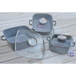 Zestaw Garnki Brytfanny Ceramiczne Marmurowe Indukcja Edel Hoff 6 elementów