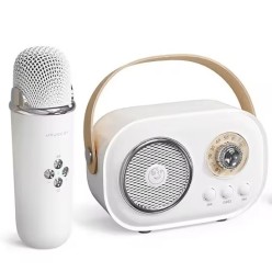 Zestaw 2w1 Głośnik Bluetooth z Mikrofonem Karaoke w Stylu Retro