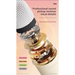 Zestaw 2w1 Głośnik Bluetooth z Mikrofonem Karaoke w Stylu Retro