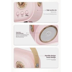 Zestaw 2w1 Głośnik Bluetooth z Mikrofonem Karaoke w Stylu Retro