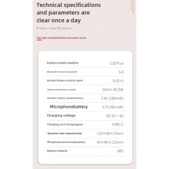 Zestaw 2w1 Głośnik Bluetooth z Mikrofonem Karaoke w Stylu Retro