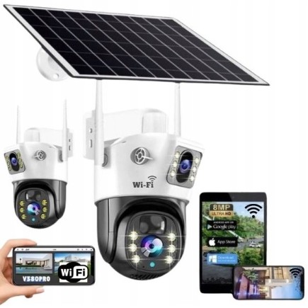 Zewnętrzny Monitoring 4G LTE Solarna 2x Kamera 360° z Funkcją Alarmu
