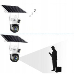 Zewnętrzny Monitoring 4G LTE Solarna 2x Kamera 360° z Funkcją Alarmu