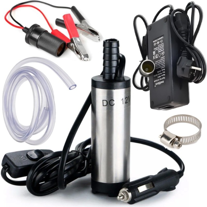 Pompa z Wężem Pompka do Paliwa Wody Ropy Oleju Zasilacz 12V 230V