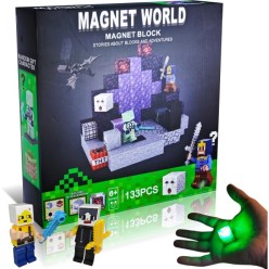 Magnet World Kreatywny Zestaw Klocków 133 el. z LED Figurki Smok Minecraft
