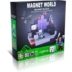 Magnet World Kreatywny Zestaw Klocków 133 el. z LED Figurki Smok Minecraft