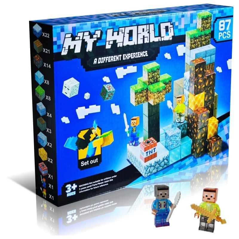 Magnetyczne Klocki Minecraft 87 Elementów 2 Figurki