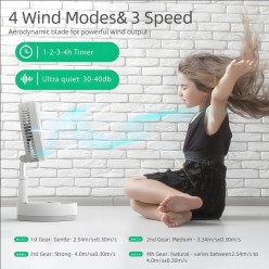 Przenośny Wentylator Biurkowy lub Stojący 4 Funkcje Akumulator