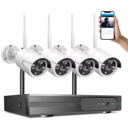 Bezprzewodowy Monitoring Rejestrator Zestaw Monitoringu 4x Kamera HD WiFi