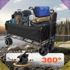 Plażowy Ogromny Wózek Plażowy z Funkcją Siedziska i Leżanki