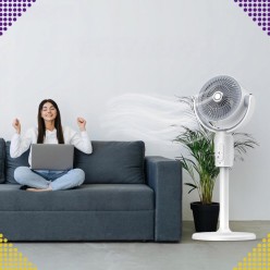 Nowoczesny Podłogowy Wentylator Bezprzewodowy z Akumulatorem Oscylacyjny