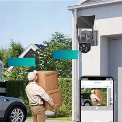 Podwójna Kamera Solarna GSM LTE SIM 4G Zewnętrzna Obrotowa