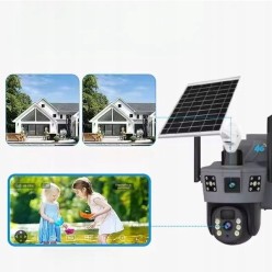 Podwójna Kamera Solarna GSM LTE SIM 4G Zewnętrzna Obrotowa