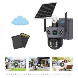 Podwójna Kamera Solarna GSM LTE SIM 4G Zewnętrzna Obrotowa