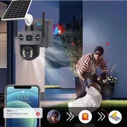 Podwójna Kamera Solarna GSM LTE SIM 4G Zewnętrzna Obrotowa