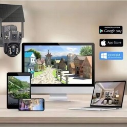 Podwójna Kamera Solarna GSM LTE SIM 4G Zewnętrzna Obrotowa