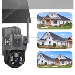 Podwójna Kamera Solarna GSM LTE SIM 4G Zewnętrzna Obrotowa