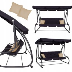 2w1 Ogrodowa Huśtawka Łóżko Leżanka 4 Osobowa 241cm