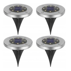 LAMPKI SOLARNE BEZOBSŁUGOWE GRUNTOWE NAJAZDOWE Disk Light 4 SZT Zestaw