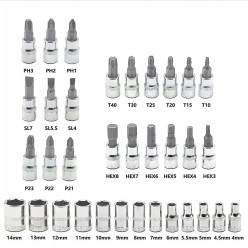 Klucze Nasadowe Grzechotka Zestaw Kluczy 46 El. Torx