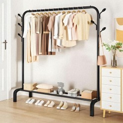 Wieszak na Ubrania Wolno Stojący Stojak Na Buty 110x146cm