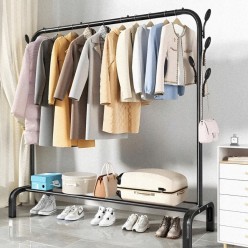 Wieszak na Ubrania Wolno Stojący Stojak Na Buty 110x146cm