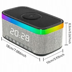 Głośnik Radio Bluetooth z Ładowarką Indukcyjną Budzik Biały Szum