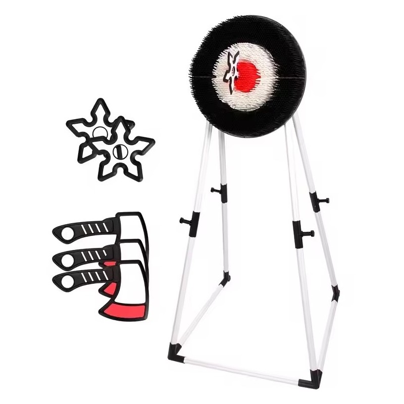 Zestaw Do Rzucania Toporkami I Gwiazdkami - Miękka Tarcza Na Stojaku