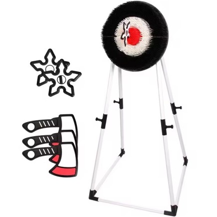 Zestaw Do Rzucania Toporkami I Gwiazdkami - Miękka Tarcza Na Stojaku