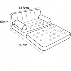 Dmuchany Materac Dwuosobowy Sofa Rozkładane Łóżko na Plażę 180cm x 147cm