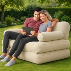 Dmuchany Materac Dwuosobowy Sofa Rozkładane Łóżko na Plażę 180cm x 147cm