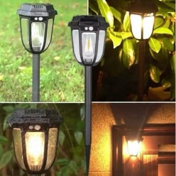 2w1 Ogrodowa Lampa Solarna Do Gruntu Lub Na Ścianę Zestaw Lampki 4szt