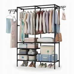 Podwójny Wieszak na Ubrania Wolno Stojący Stojak Na Buty