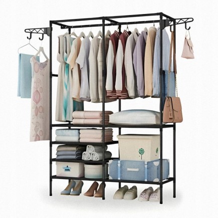 Podwójny Wieszak na Ubrania Wolno Stojący Stojak Na Buty