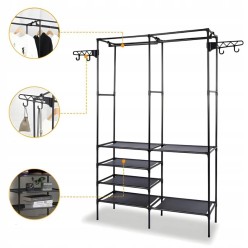 Podwójny Wieszak na Ubrania Wolno Stojący Stojak Na Buty