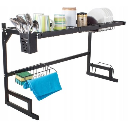 Dwupoziomowa Suszarka Do Naczyń Nad Zlew z Pojemnikiem Na Sztućce, 85 cm