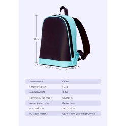 Plecak z Dużym Ekranem LED RGB Bluetooth Android iOS z Powerbank 4000mAh