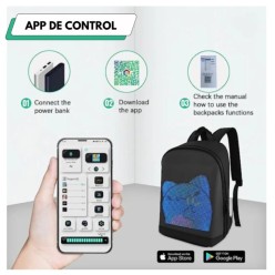 Plecak z Dużym Ekranem LED RGB Bluetooth Android iOS z Powerbank 4000mAh