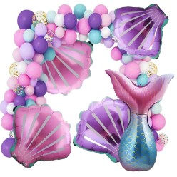 Duży Zestaw Balonów na Urodziny Motyw Syrena 97 elementów