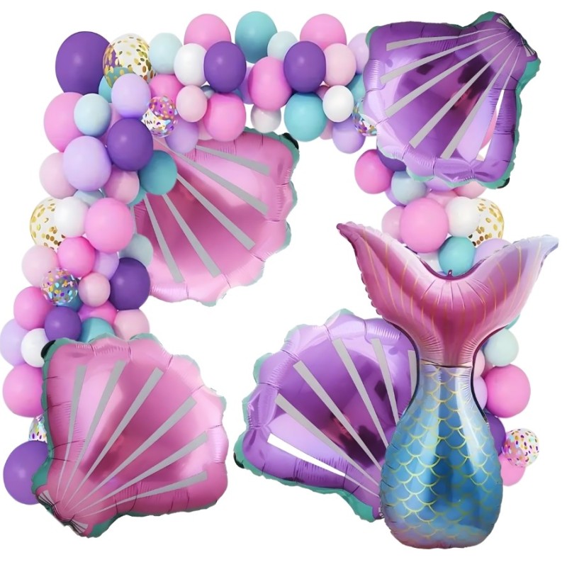 Duży Zestaw Balonów na Urodziny Motyw Syrena 97 elementów