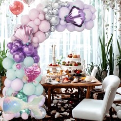 Duży Zestaw Balonów na Urodziny Motyw Syrena 97 elementów