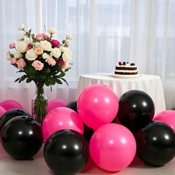 Duży Zestaw Balonów na Urodziny Czarne Różowe Fiolet 133 elementów