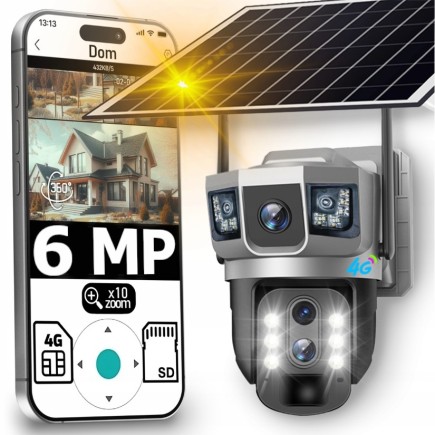 Kamera Zewnętrzna 4G LTE Solarna 3 Obiektywy Funkcja AI